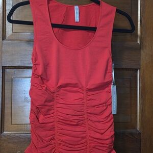 NWT Last Tango Bright Red Ruched Tank Top (Mulrie